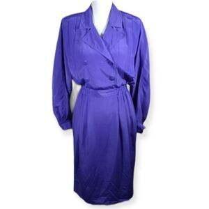 MS CLAUS PURPLE/BLUE SHIRT DRESS SZ.S EUC